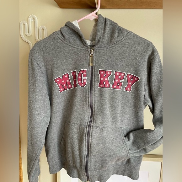 Disney’s Mickey Mouse zip front Gray sweatshirt Stage 28 Teens size L - Picture 1 of 6